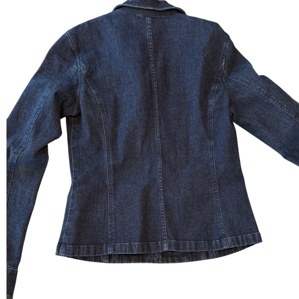 Lauren Ralph Lauren Denim Jacket Dark Wash Gold Crested Button Military Womens M - Picture 5 of 10
